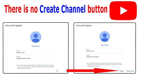 youtube no create channel button